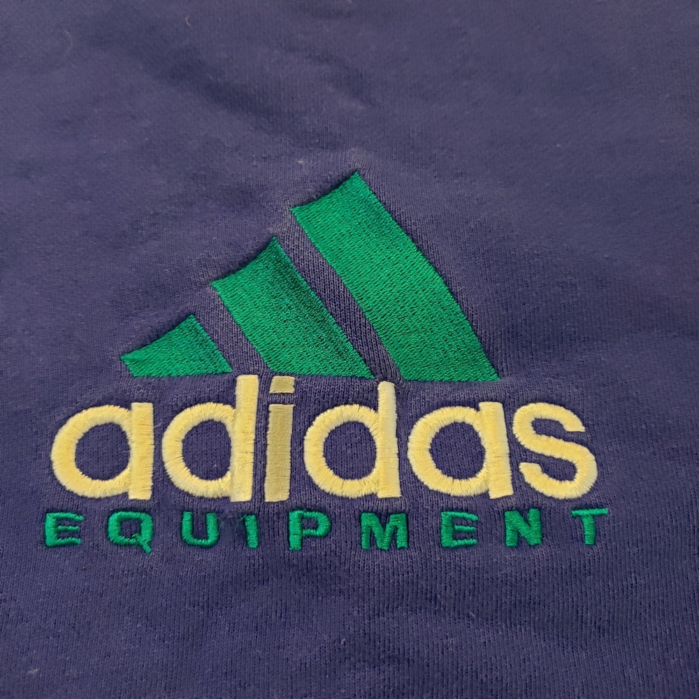 Vintage 90s Adidas Equipment Crewneck Sweatshirt Size Large Blue Embroidered. - Picture 3 of 6